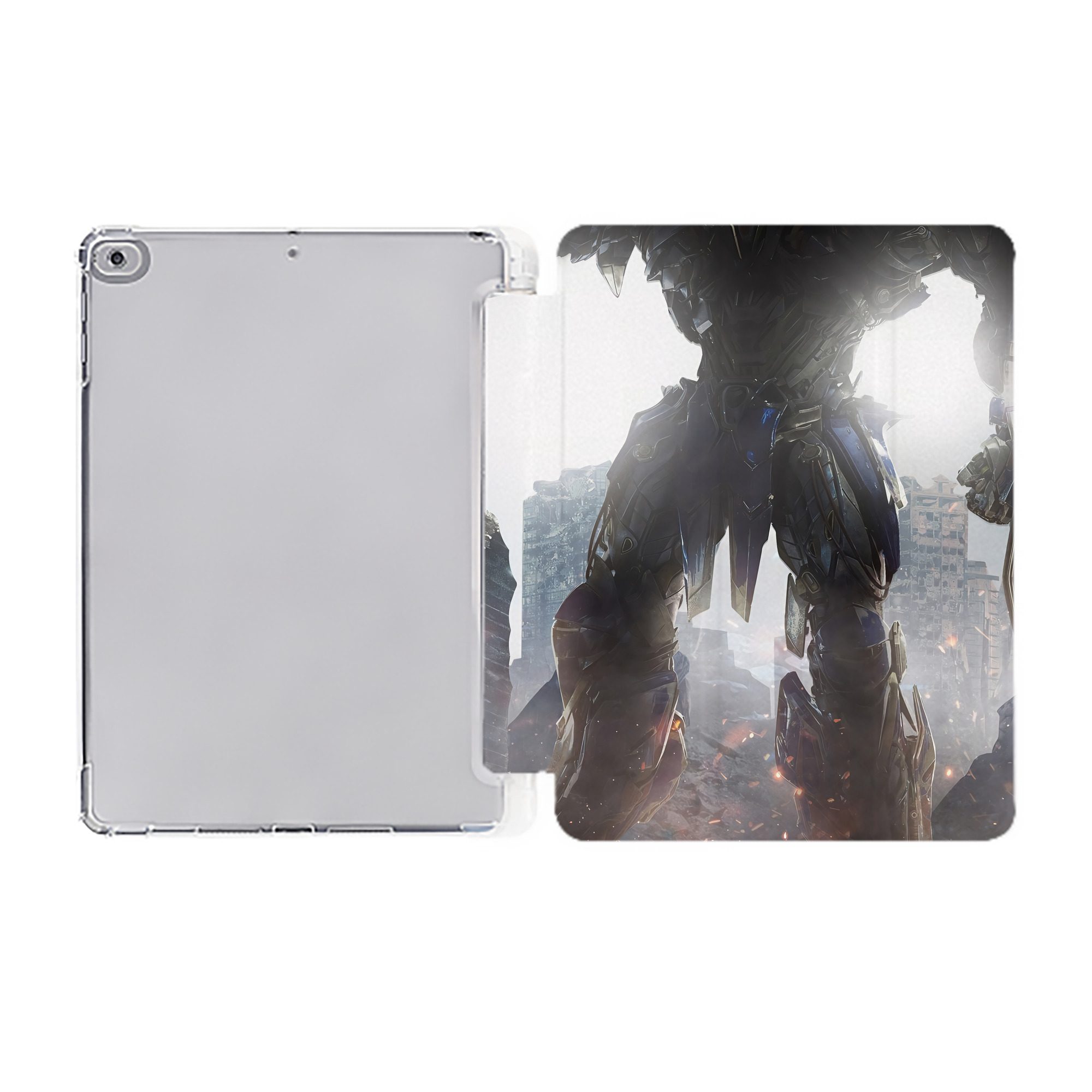 （画像用） Transformers トランスフォーマー IPad ケース ペン収納付き 三つ折りスタンド PUレザー×シリコン 対応機種9.5/10.5/10.9インチ